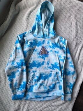 Kids Blue Tie-Dye Hoodie with Good Vibes Graphic